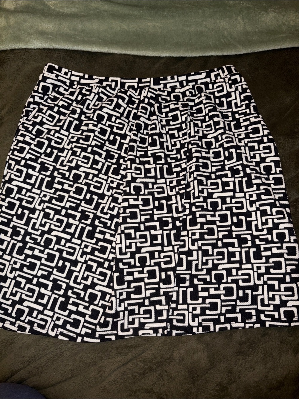 new directions Black and White Geometric A-Line Skirt